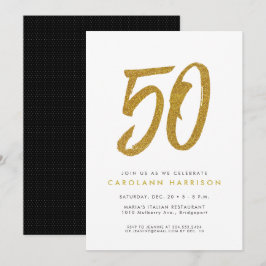 Glitzer Gold 50. Geburtstagsfeier Einladung