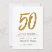 Glitzer Gold 50 Jahre Party Einladung (Vorderseite)