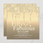 Glitzer Gold 50 und fabelhaft Geburtstag Einladung (Vorne/Hinten)