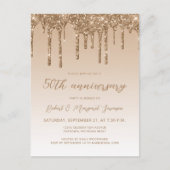 Glitzer Gold 50th Anniversary Script Postkarte (Vorderseite)