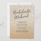 Glitzer Gold Bachelorette Wochenende Einladung (Vorderseite)