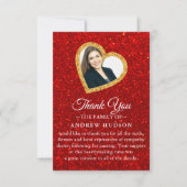 Glitzer Gold Beerdigung Foto Beileid Danke Karte (Vorderseite)