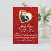 Glitzer Gold Beerdigung Foto Beileid Danke Karte (Stehend Vorderseite)