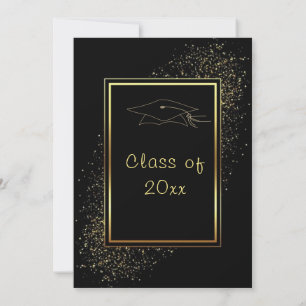 Glitzer Gold Black Abschluss Einladung Vorlage