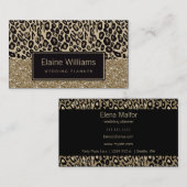 Glitzer Gold Black Leopard bedrucken Chic Cards Visitenkarte (Vorne/Hinten)