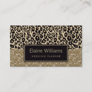 Glitzer Gold Black Leopard bedrucken Chic Cards Visitenkarte
