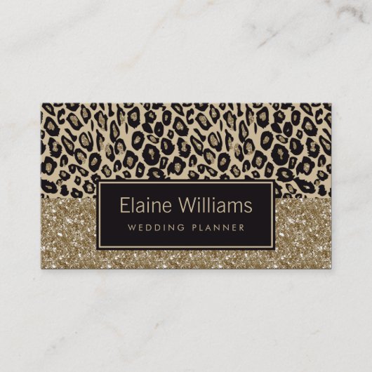 Glitzer Gold Black Leopard bedrucken Chic Cards Visitenkarte (Vorderseite)