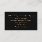 Glitzer Gold & Black Nail Techniker Visitenkarte (Rückseite)