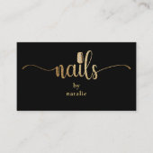 Glitzer Gold & Black Nail Techniker Visitenkarte (Vorderseite)