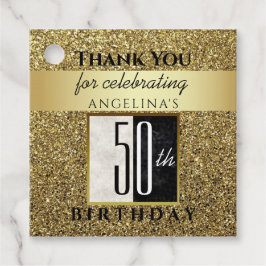 Glitzer Gold Black & White 50. Geburtstag Vielen D Geschenkanhänger