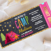 Glitzer Gold Blackboard Glamping Ticket Pass Einladung