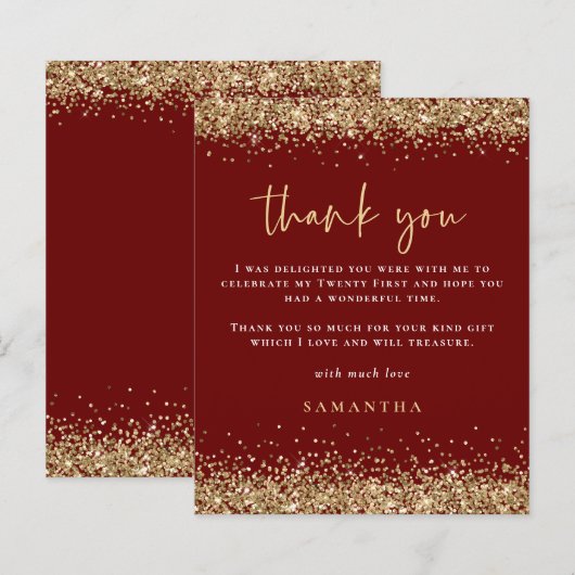 Glitzer Gold Blood Red 21. Danke (Vorne/Hinten)