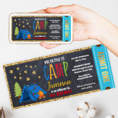 Glitzer Gold Blue Blackboard Ticket Einladung
