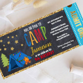 Glitzer Gold Blue Blackboard Ticket Einladung