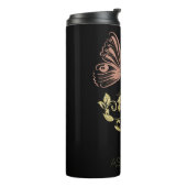 Glitzer Gold Blühe Schmetterling Personalisiert Thermosbecher (Nach links gedreht)