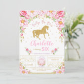 Glitzer Gold Blumenhorn Geburtstagsläden Einladung (Stehend Vorderseite)