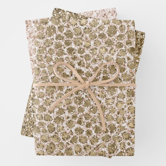 Glitzer Gold Blush Pink Leopard Print Geschenkpapier Set (Beispiel)