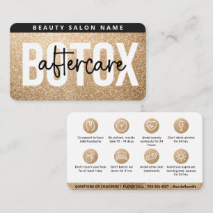 Glitzer Gold Botox Filler Instruction Aftercare Visitenkarte
