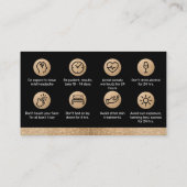 Glitzer Gold Botox Filler Instruction Aftercare  Visitenkarte (Rückseite)