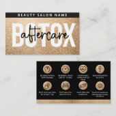 Glitzer Gold Botox Filler Instruction Aftercare  Visitenkarte (Vorne/Hinten)