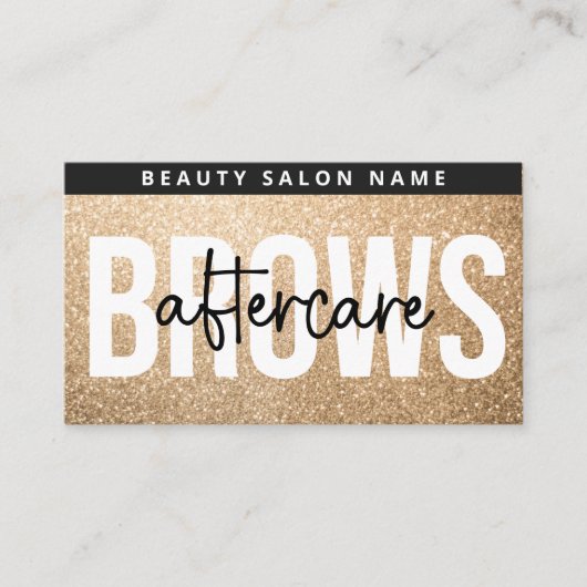 Glitzer Gold Brows Aftercare PMU Knochenanleitung Visitenkarte (Vorderseite)