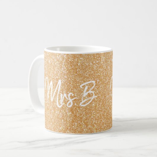 Glitzer Gold Champagne Custom Mrs. Kaffeetasse (Vorderseite Links)
