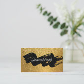 Glitzer Gold Confetti | Black Brushed Visitenkarte (Stehend Vorderseite)