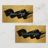 Glitzer Gold Confetti | Black Brushed Visitenkarte (Vorne/Hinten)