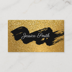 Glitzer Gold Confetti   Black Brushed Visitenkarte