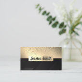 Glitzer Gold Confetti | Gold Metallic | Schwarz Visitenkarte (Stehend Vorderseite)