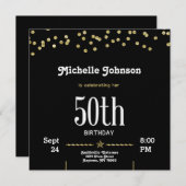 Glitzer Gold Customizable 50. Geburtstagseinladung Einladung (Vorne/Hinten)
