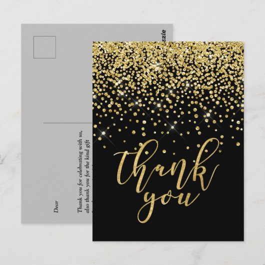 Glitzer gold Dankeschön Karte (Vorne/Hinten)