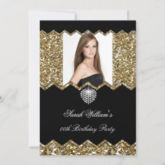 Glitzer Gold Diamond Herz Foto jeden 2. Geburtstag Einladung