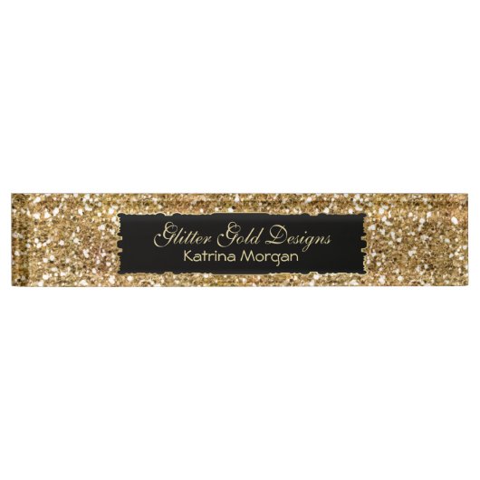 Glitzer Gold Elegance Namensplakette (Vorderseite)