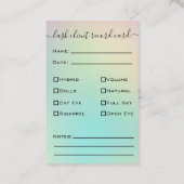 Glitzer Gold Eyelash Extension Client Record Visitenkarte (Rückseite)