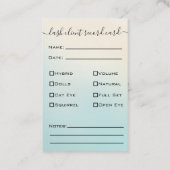 Glitzer Gold Eyelash Extension Client Record Visitenkarte (Rückseite)