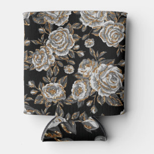 Glitzer Gold Floral: Sparkle Vintag. Dosenkühler