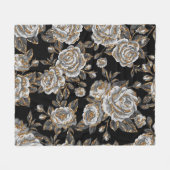 Glitzer Gold Floral: Sparkle Vintag. Fleecedecke (Vorderseite (Horizontal))