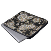 Glitzer Gold Floral: Sparkle Vintag. Laptopschutzhülle (Vorne Knopf)