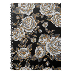 Glitzer Gold Floral: Sparkle Vintag. Notizblock