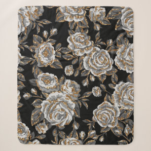 Glitzer Gold Floral: Sparkle Vintag. Sherpadecke