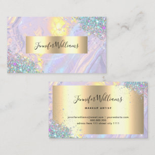 Glitzer Gold Foil Moderne Lila Holografie Visitenkarte
