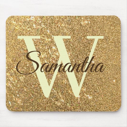 Glitzer Gold Frost Mit Monogramm Mousepad (Vorne)