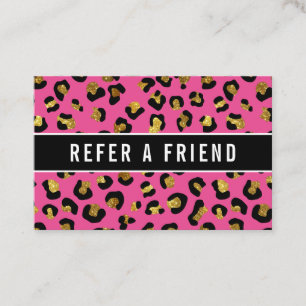 Glitzer gold Fuchsia leopard Referent Kunde Visitenkarte