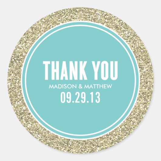 GLITZER & GOLD | GASTGESCHENK HOCHZEIT ETIKETTEN RUNDER AUFKLEBER (Vorderseite)
