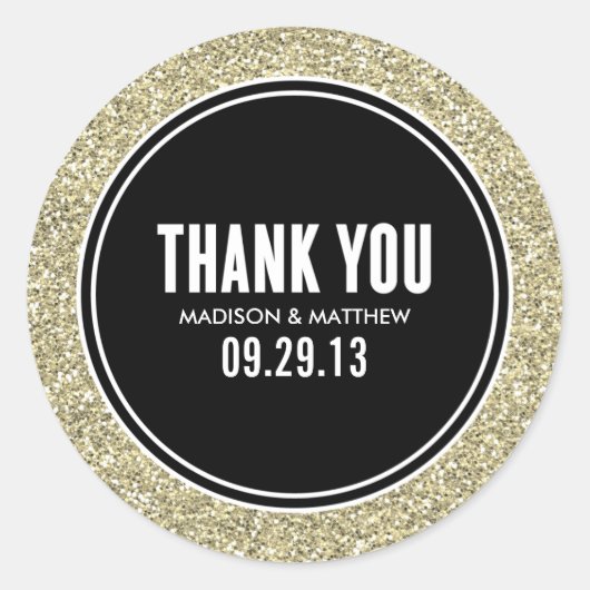 GLITZER & GOLD | GASTGESCHENK HOCHZEIT ETIKETTEN RUNDER AUFKLEBER (Vorderseite)