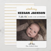 Glitzer Gold-Geburtserklärung Ankündigung (Vorne/Hinten)