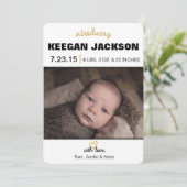 Glitzer Gold-Geburtserklärung Ankündigung (Stehend Vorderseite)