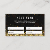 Glitzer Gold-Geschenkgutschein  Visitenkarte (Rückseite)