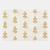 Glitzer Gold Glam Weihnachtsbaumen Geschenkpapier Set (Vorderseite 3)